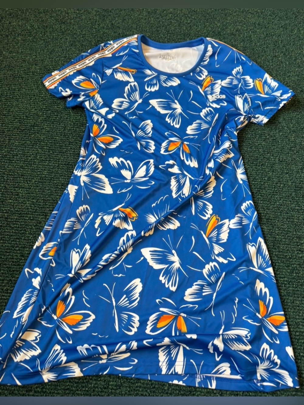 Adidas Blue and White Graphic Top